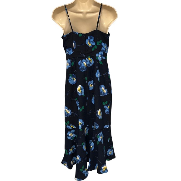 Banana Republic Blue Floral Spaghetti Strap Dress Flare Hem Back Zip 2 Pre-owned - Picture 4 of 11